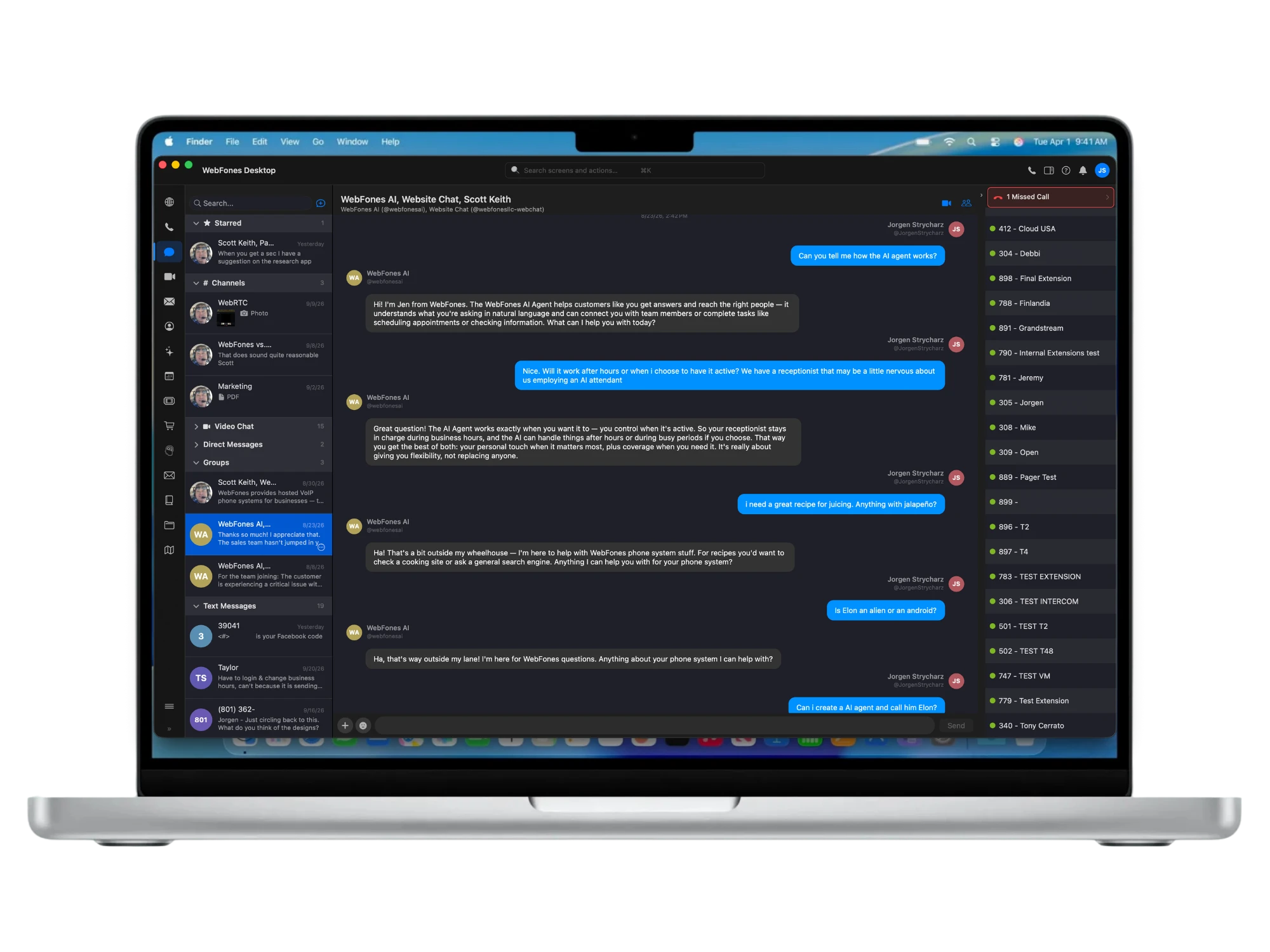 Chat in WebFones Voice