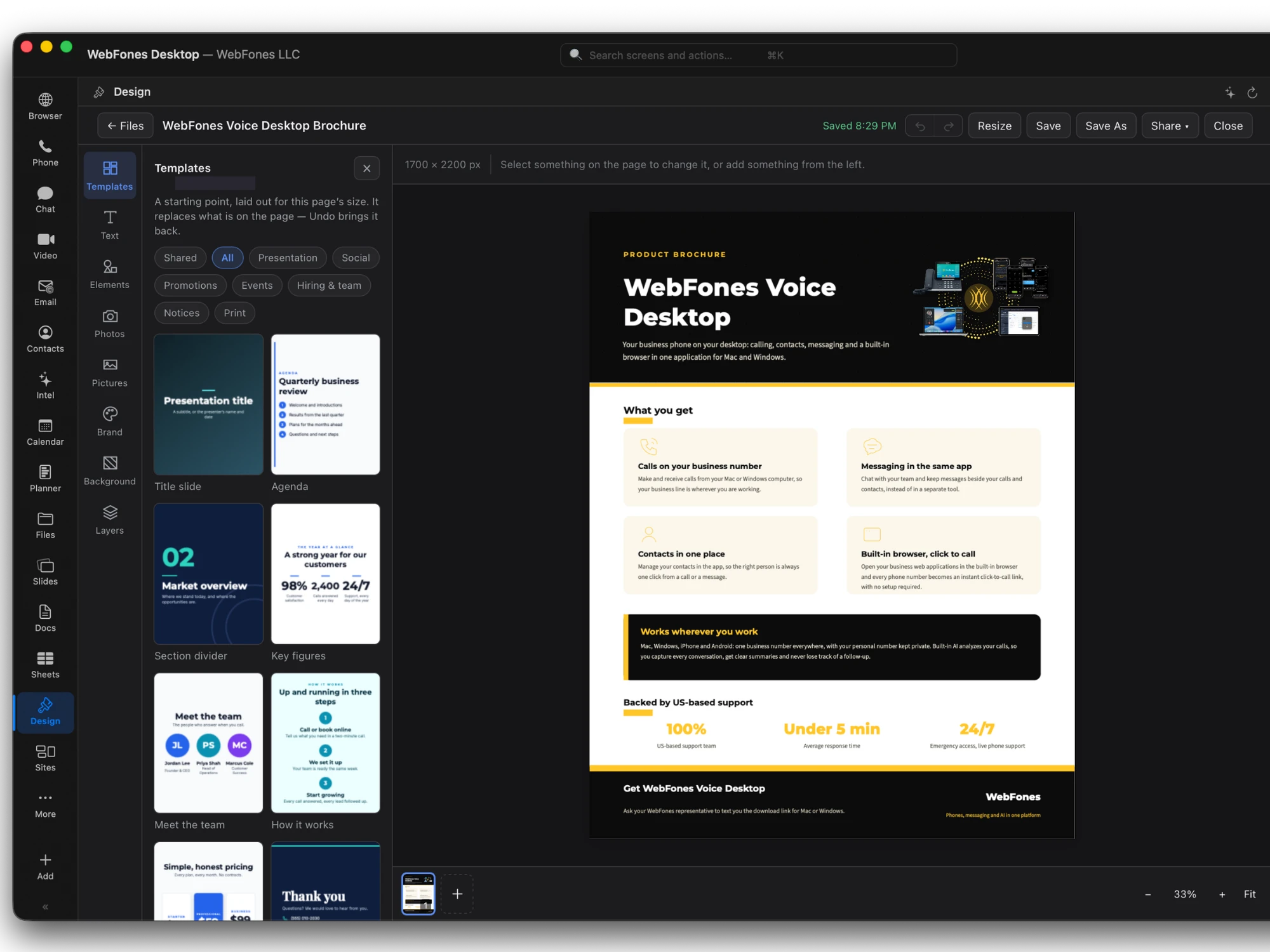 A brochure made in WebFones Design