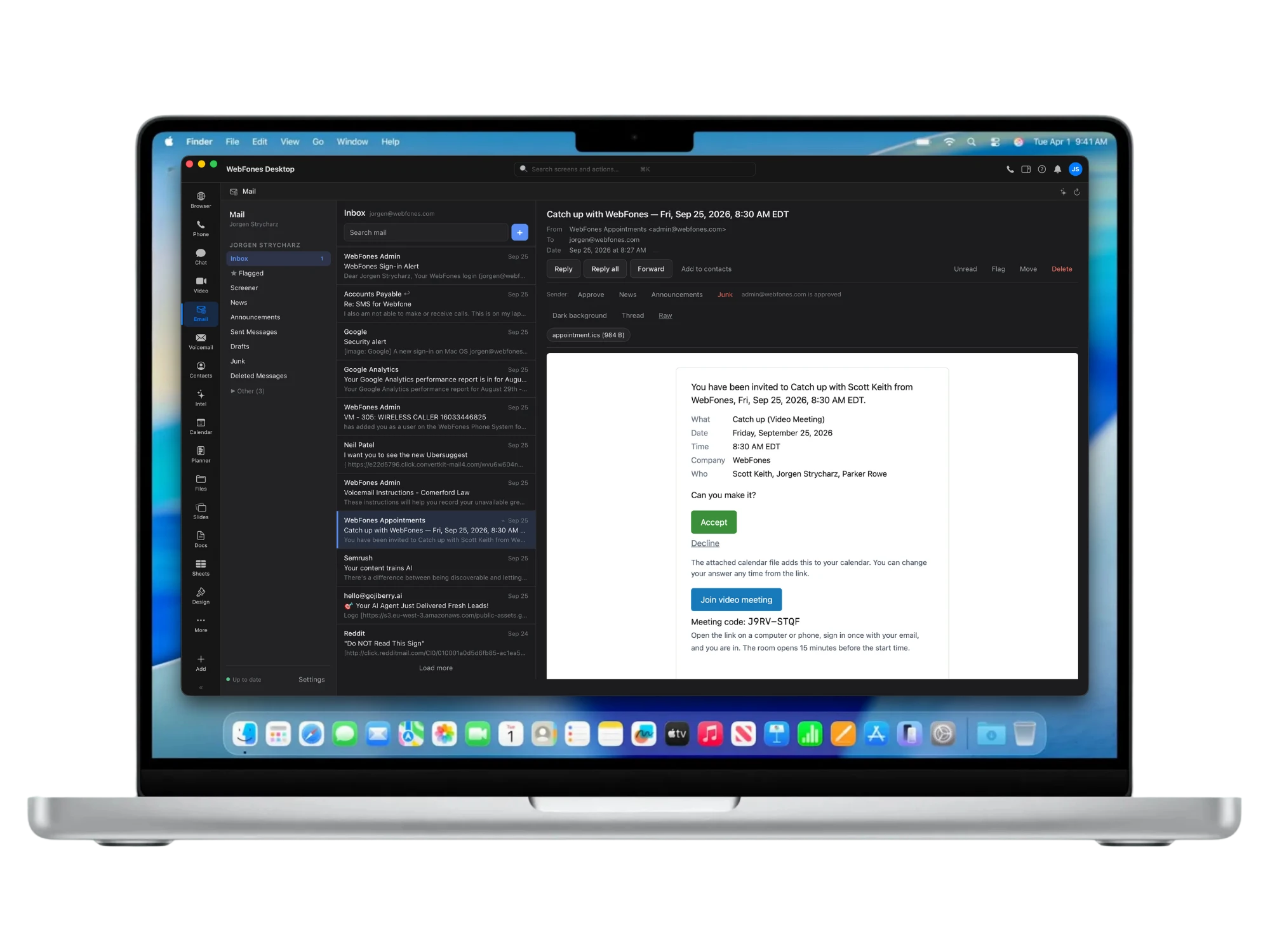 WebFones Email in WebFones Voice